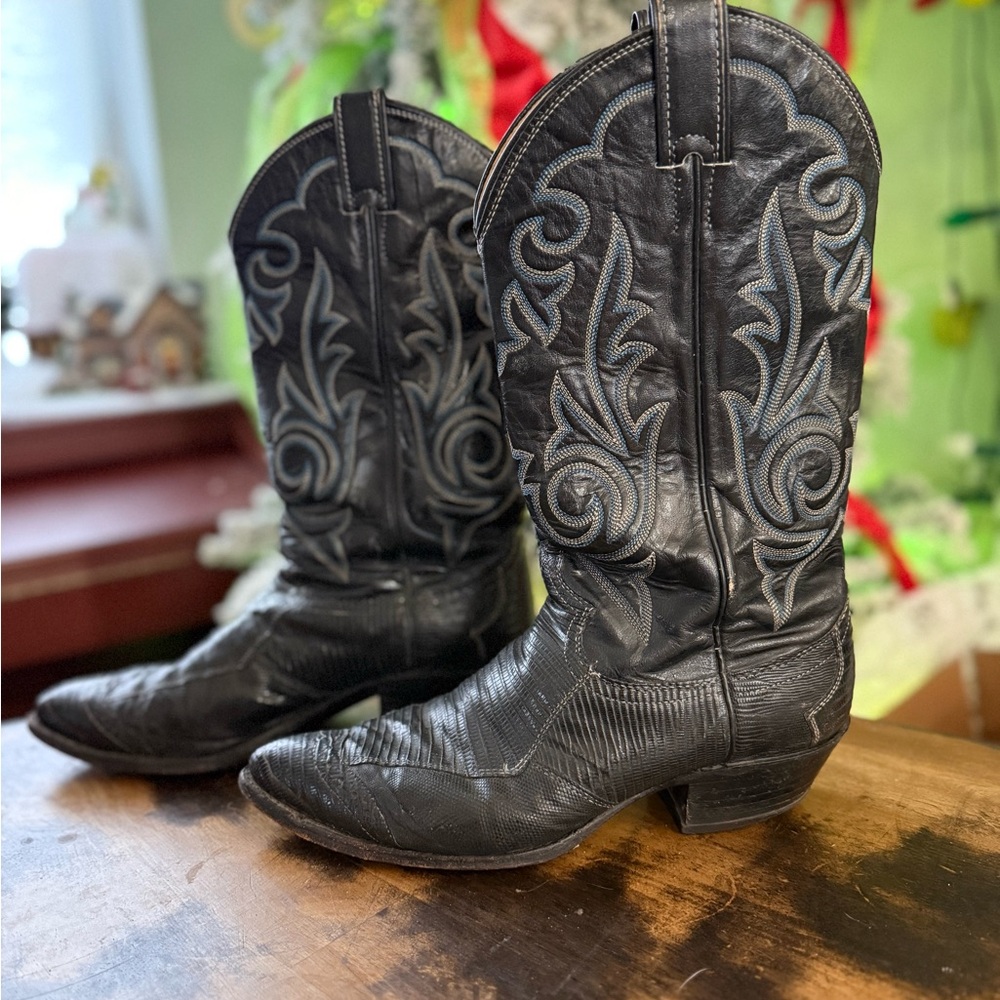Justin Boots Black and Gray Cowboy Boots